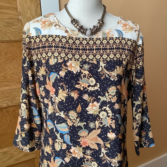 DESIGUAL Black/Gold Paula Floral Dress Size 40 - Picture 5 of 15